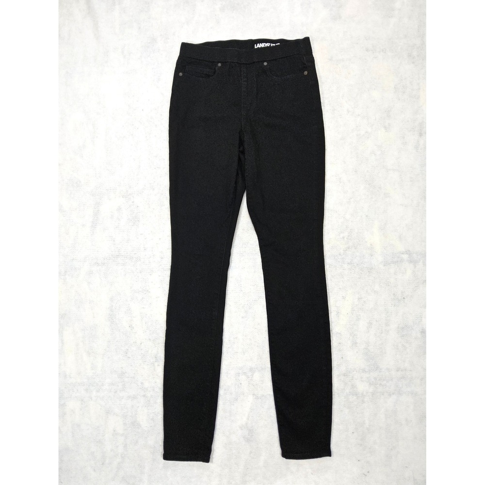 Lands End Jeans Womens 8 Tall Black High Rise Pull On Skinny Taille Mi-Haute